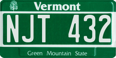 VT license plate NJT432