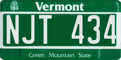 VT license plate NJT434