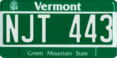 VT license plate NJT443