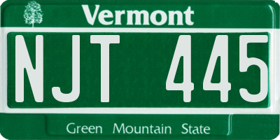 VT license plate NJT445