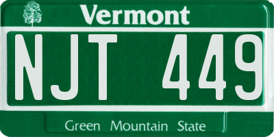 VT license plate NJT449