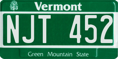 VT license plate NJT452