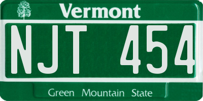 VT license plate NJT454