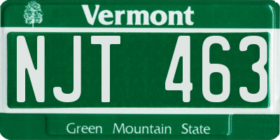 VT license plate NJT463