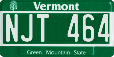 VT license plate NJT464