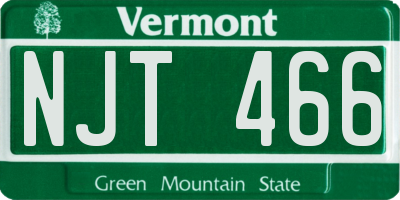 VT license plate NJT466