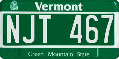 VT license plate NJT467