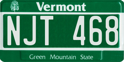 VT license plate NJT468