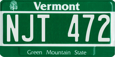 VT license plate NJT472