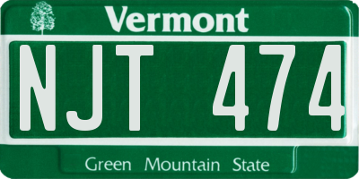 VT license plate NJT474