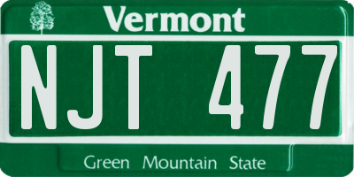 VT license plate NJT477
