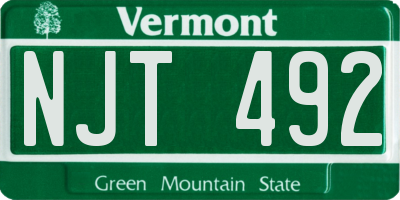 VT license plate NJT492
