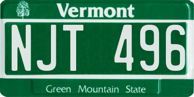 VT license plate NJT496