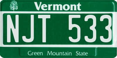 VT license plate NJT533