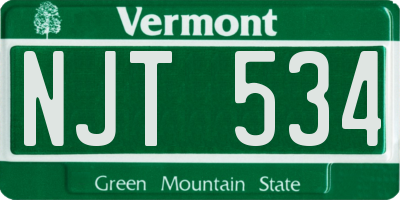 VT license plate NJT534