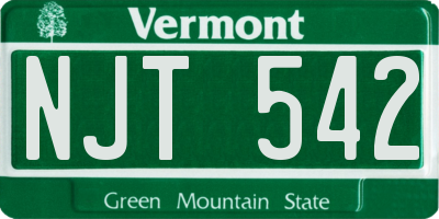 VT license plate NJT542