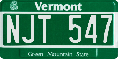 VT license plate NJT547