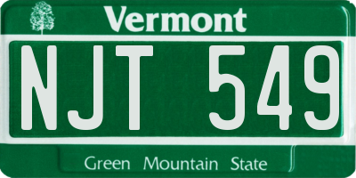 VT license plate NJT549