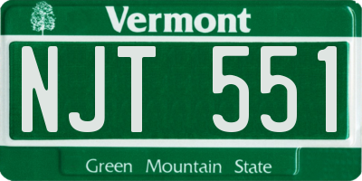 VT license plate NJT551
