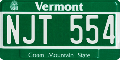 VT license plate NJT554
