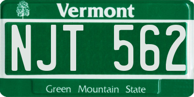 VT license plate NJT562