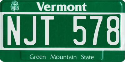 VT license plate NJT578