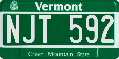 VT license plate NJT592