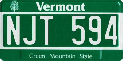 VT license plate NJT594
