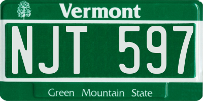 VT license plate NJT597
