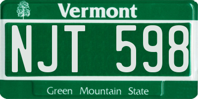 VT license plate NJT598