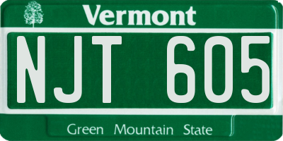 VT license plate NJT605