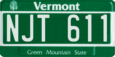 VT license plate NJT611
