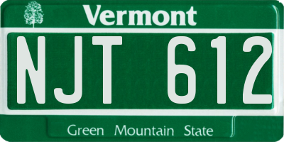 VT license plate NJT612