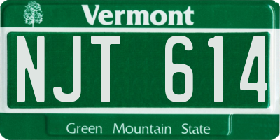 VT license plate NJT614