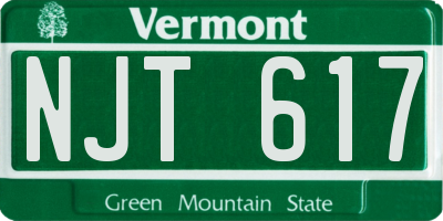 VT license plate NJT617