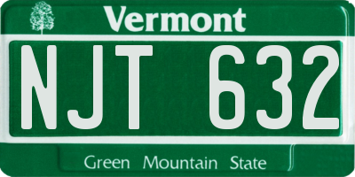 VT license plate NJT632