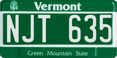 VT license plate NJT635