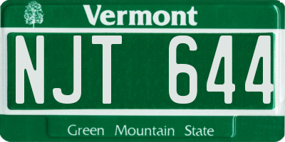 VT license plate NJT644