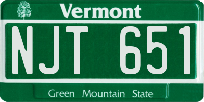 VT license plate NJT651