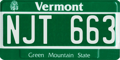 VT license plate NJT663