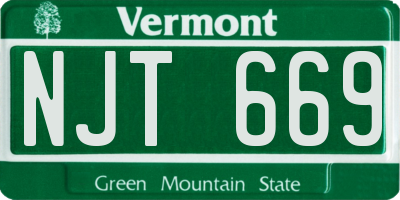 VT license plate NJT669