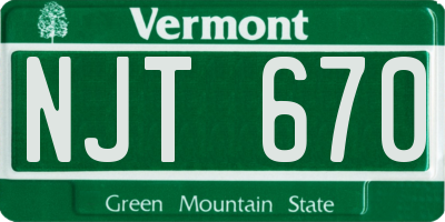 VT license plate NJT670