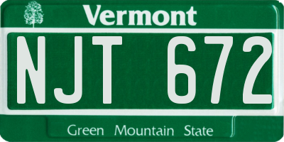 VT license plate NJT672