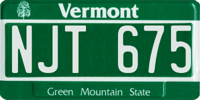 VT license plate NJT675