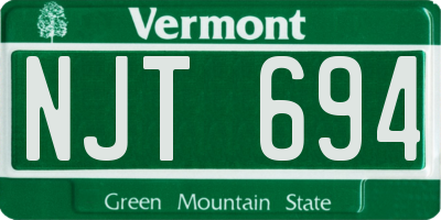 VT license plate NJT694