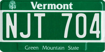 VT license plate NJT704