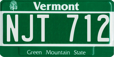 VT license plate NJT712
