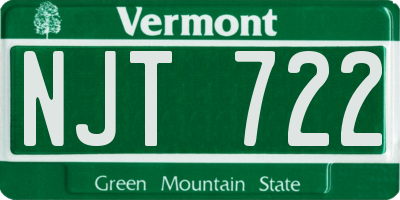 VT license plate NJT722