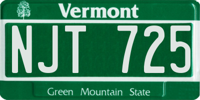 VT license plate NJT725