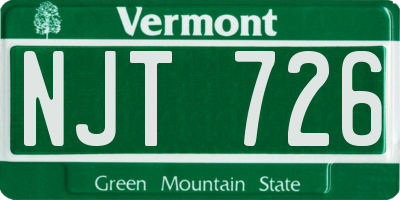 VT license plate NJT726